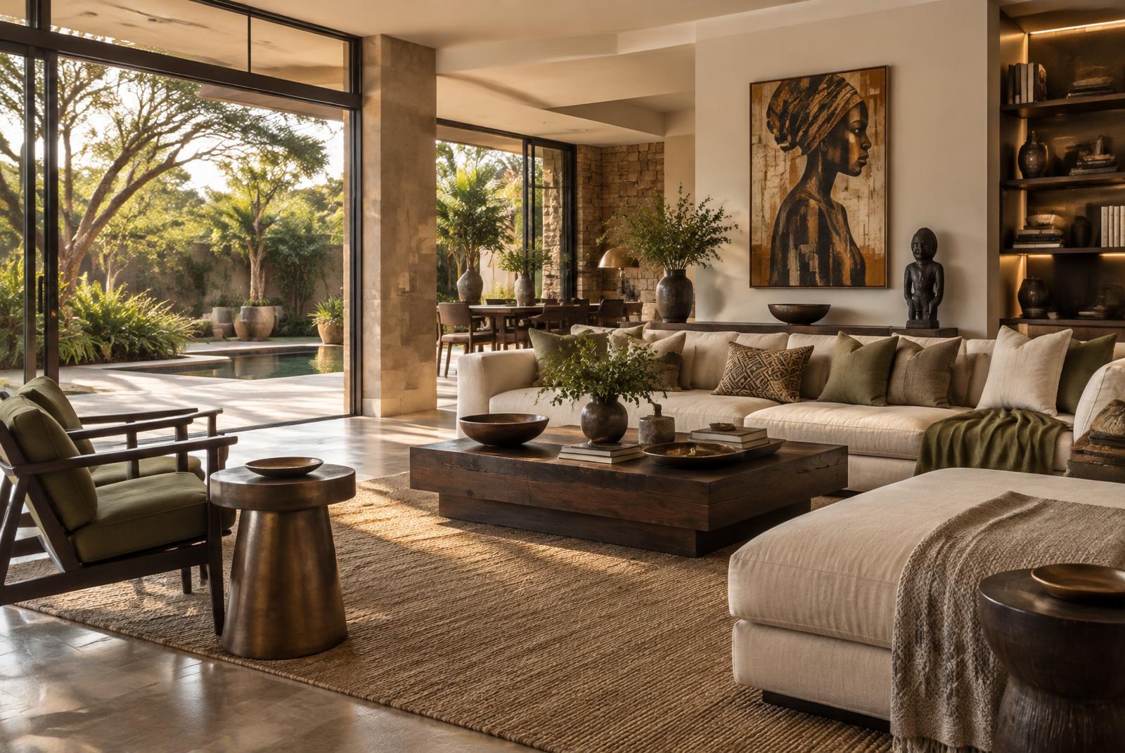 Warm contemporary interior with natural materials
